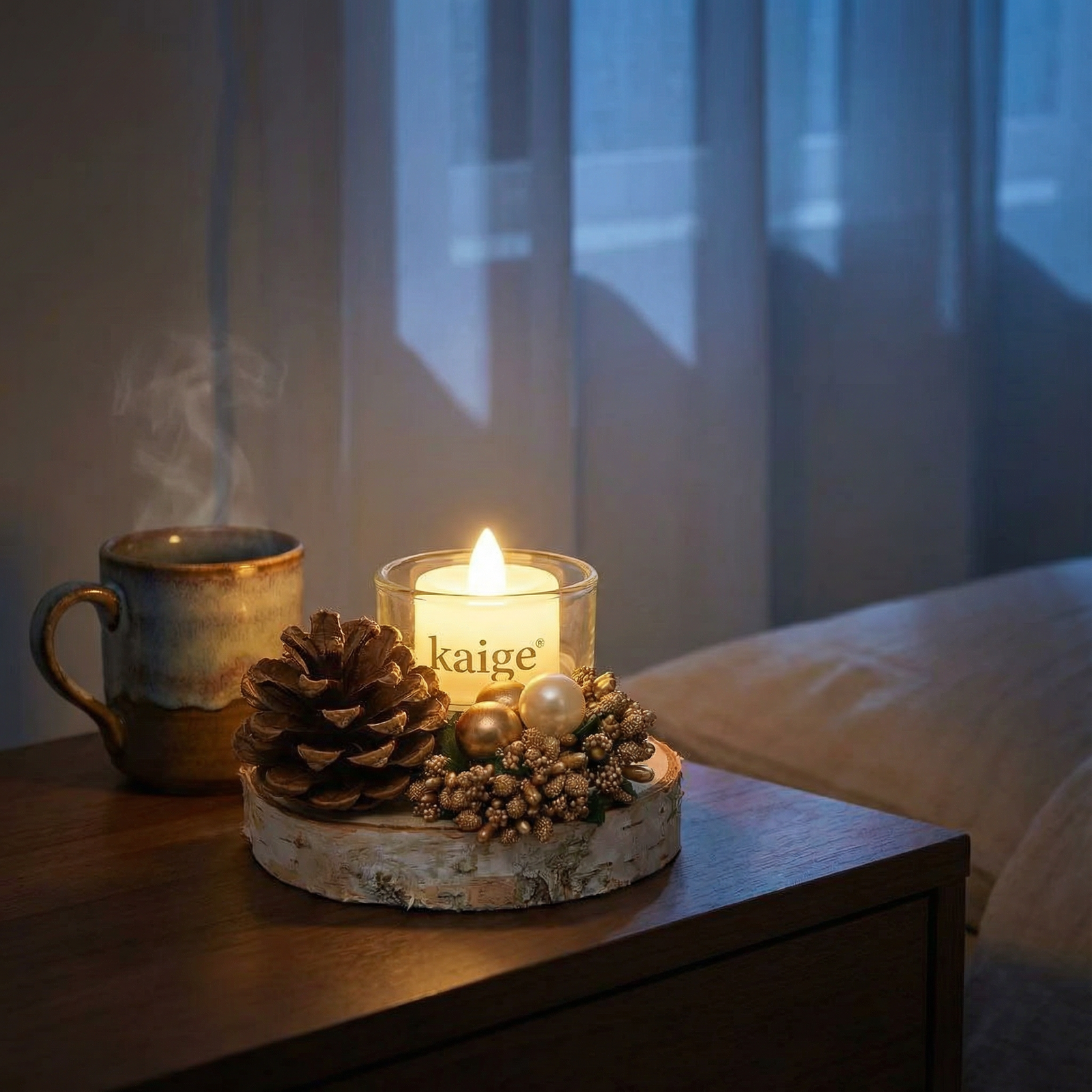Kaige Minimalist Handmade Christmas Tree Tealight Holder | Unique Seasonal Centerpiece - Image 4