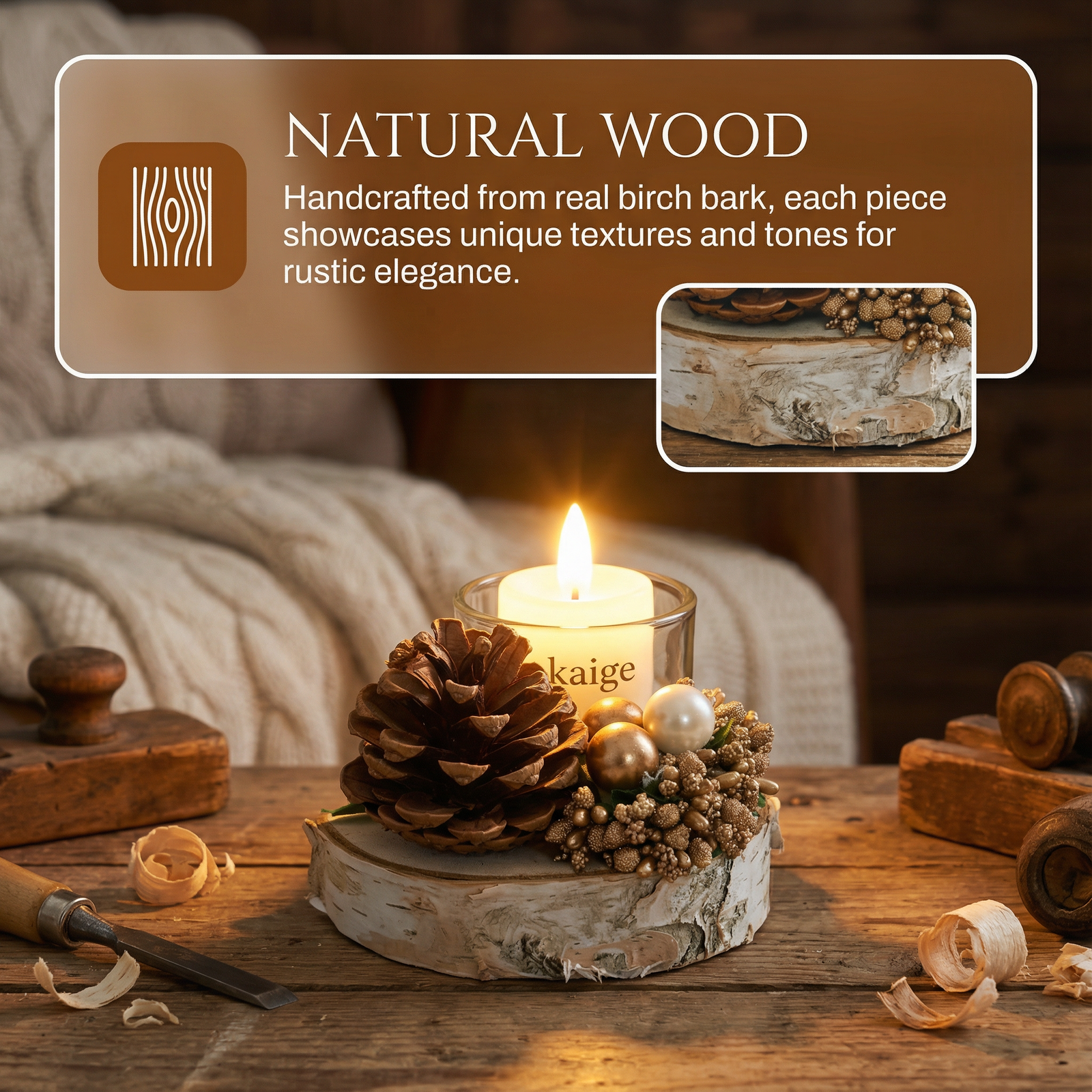 Kaige Minimalist Handmade Christmas Tree Tealight Holder | Unique Seasonal Centerpiece - Image 6