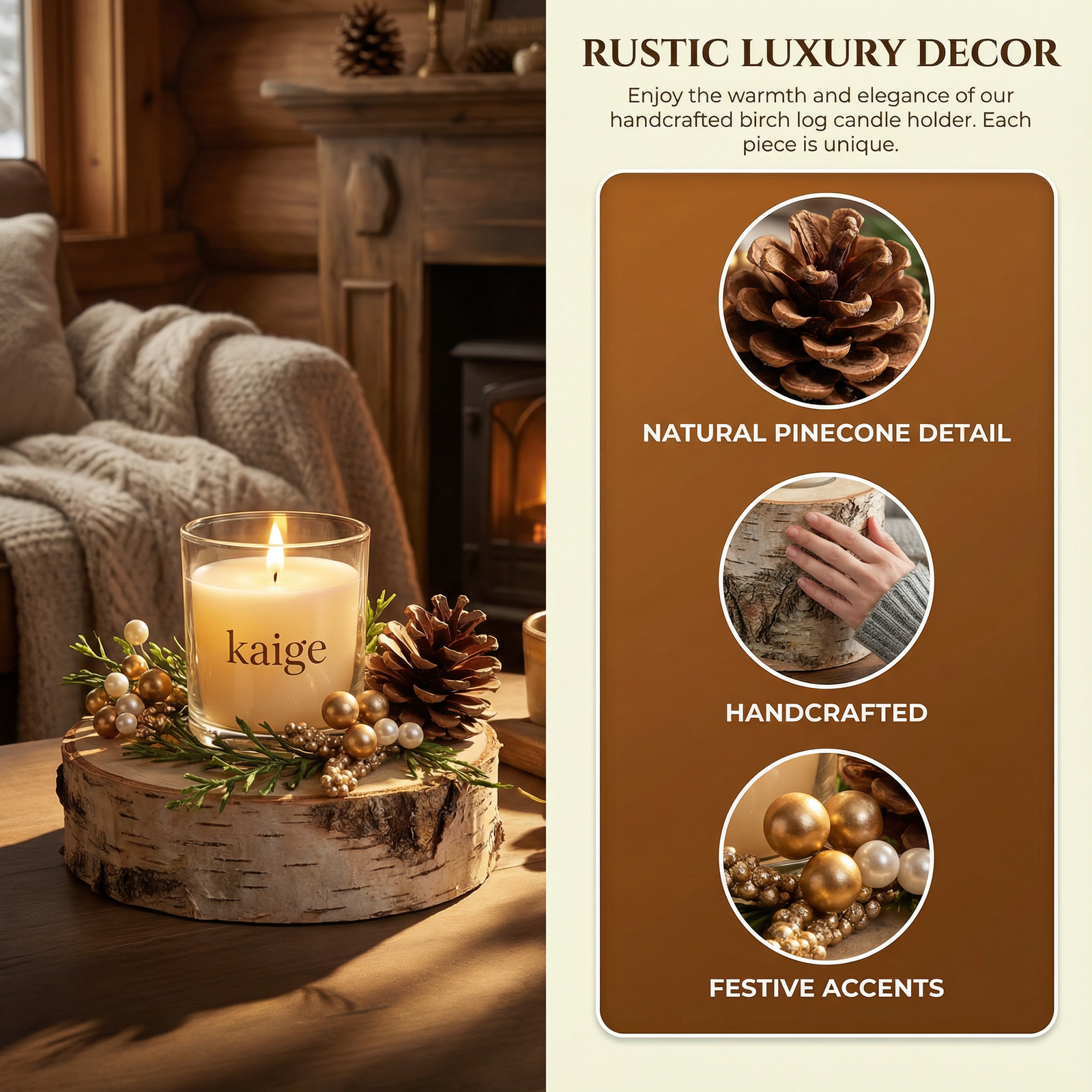 Kaige Minimalist Handmade Christmas Tree Tealight Holder | Unique Seasonal Centerpiece - Image 5